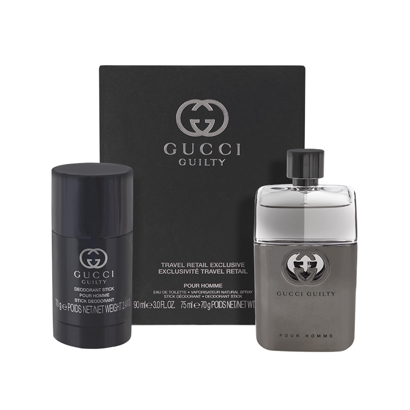GUCCI GUILTY MEN 2 PSC. GIFT SET WITH 90ML / 3.04 OZ + 75 DEO STICK