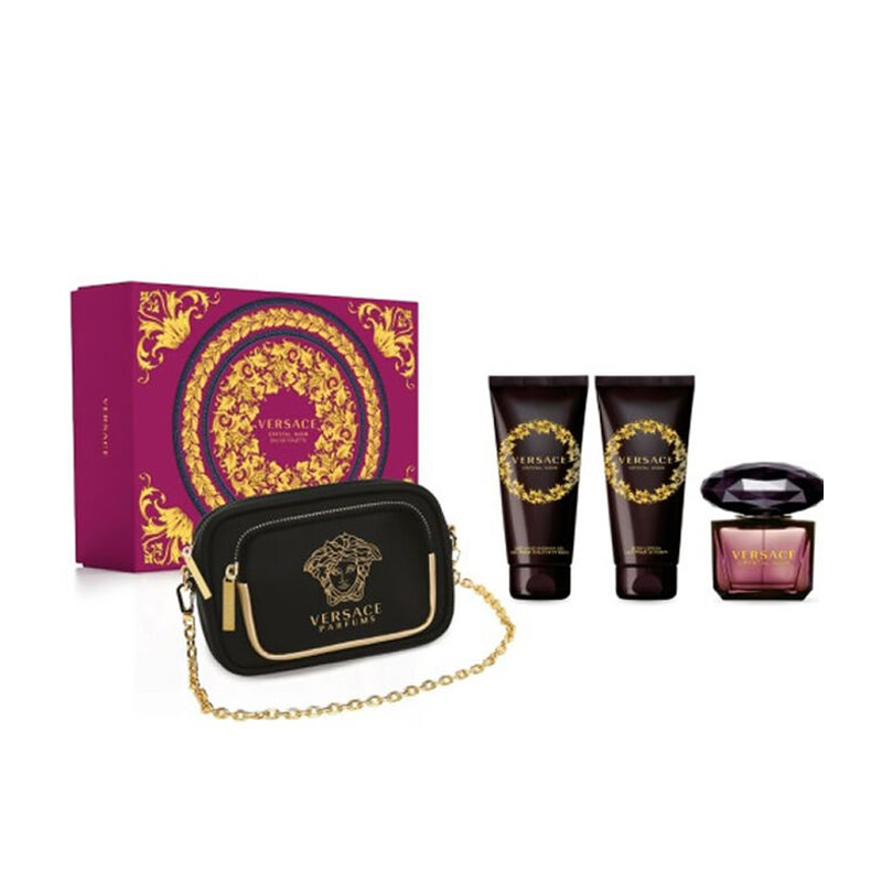 VERSACE CRYSTAL NOIR WOMEN 3 GIFT SET WITH 50ML / 1.69 OZ EDT + 50ML / 1.69 OZ BL + 50ML / 1.69 OZ SG