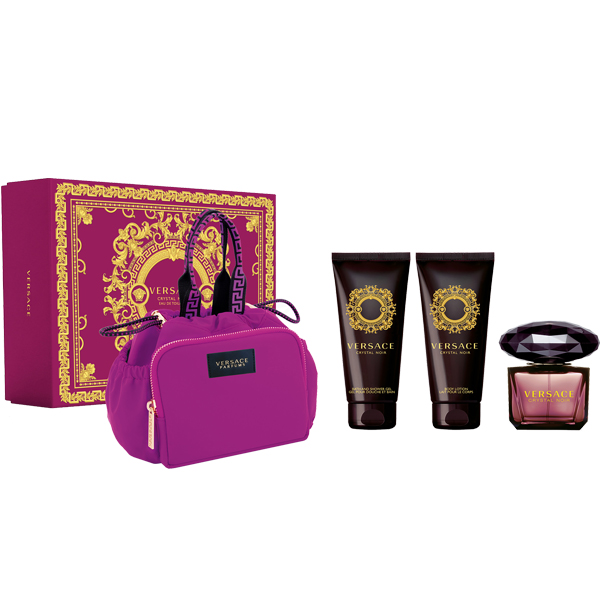 VERSACE CRYSTAL NOIR WOMEN 4 GIFT SET WITH 90ML / 3.04 OZ EDT + 100ML / 3.38 OZ BL + 100 SG + BAG