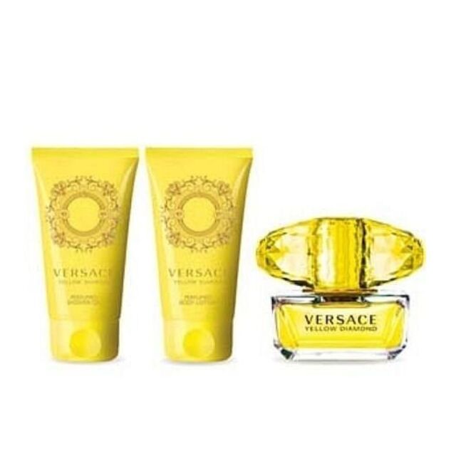 VERSACE YELLOW DIAMOND WOMEN 3 PSC. GIFT SET WITH 50ML / 1.69 OZ EDT + 50ML / 1.69 OZ BL + 50ML / 1.69 OZ SG