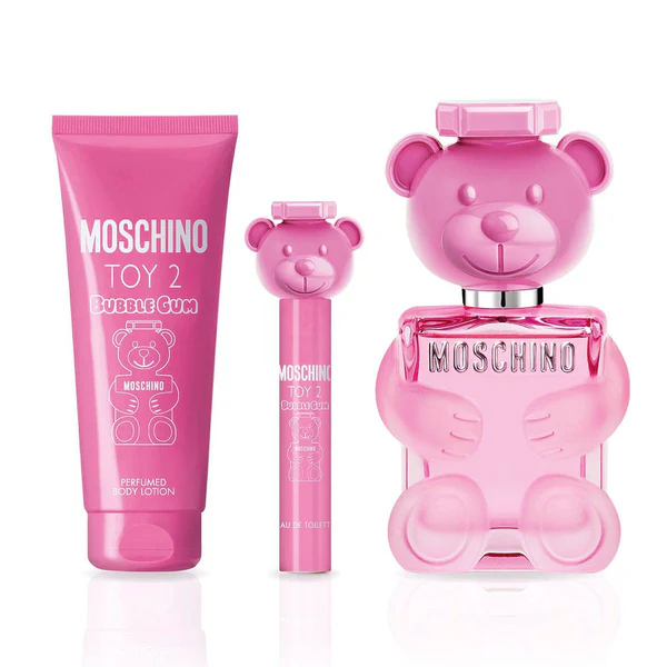 MOSCHINO TOY 2 BUBBLE GUM WOMEN 3PSC GIFT SET WITH 100ML / 3.38 OZ EDT + 100ML / 3.38 OZ BL + 10ML / 0.33 OZ