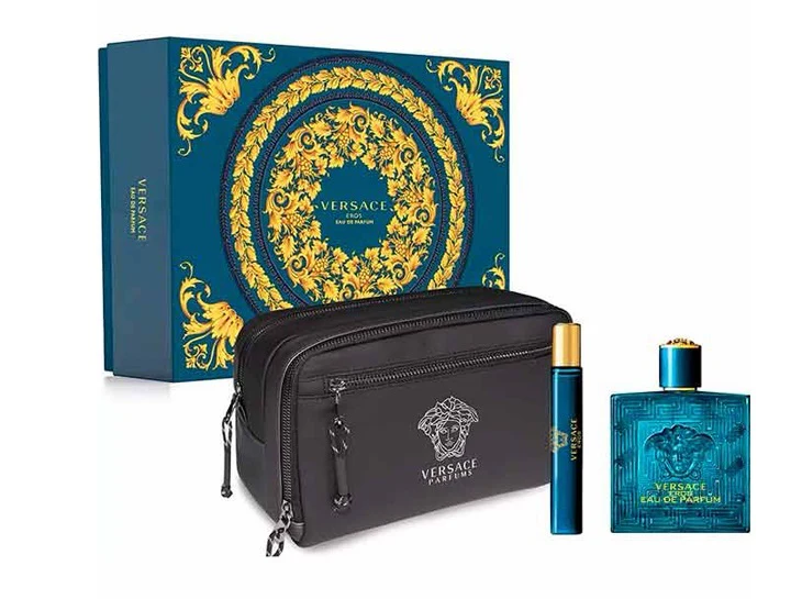 VERSACE EROS MEN 3 PC GIFT SET WITH 100ML / 3.38 OZ EDT + 10ML / 0.33 OZ TS + BAG