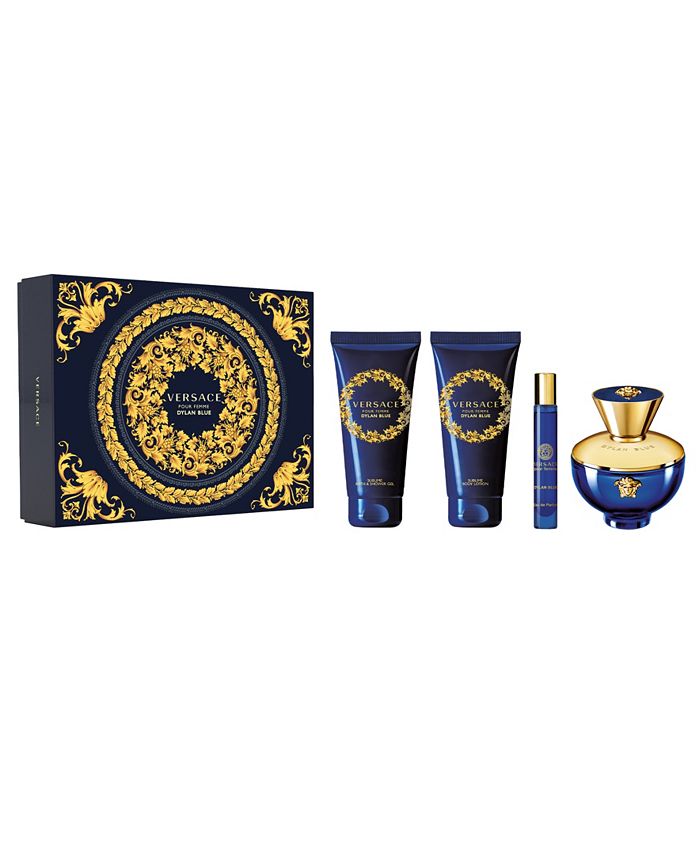 VERSACE DYLAN BLUE WOMEN 4 PCS GIFT SET WITH 100ML / 3.38 OZ EDT + 100ML / 3.38 OZ SG + 100ML / 3.38 OZ BL + BAG