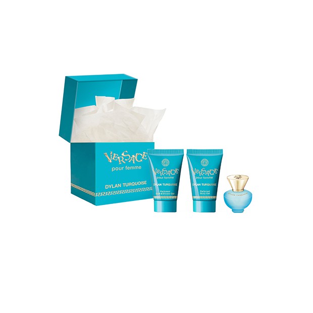 VERSACE DYLAN TURQUOISE WOMEN 3 PSC GIFT SET WITH 50ML / 1.69 OZ EDT + 50ML / 1.69 OZ SG + 50ML / 1.69 OZ BG